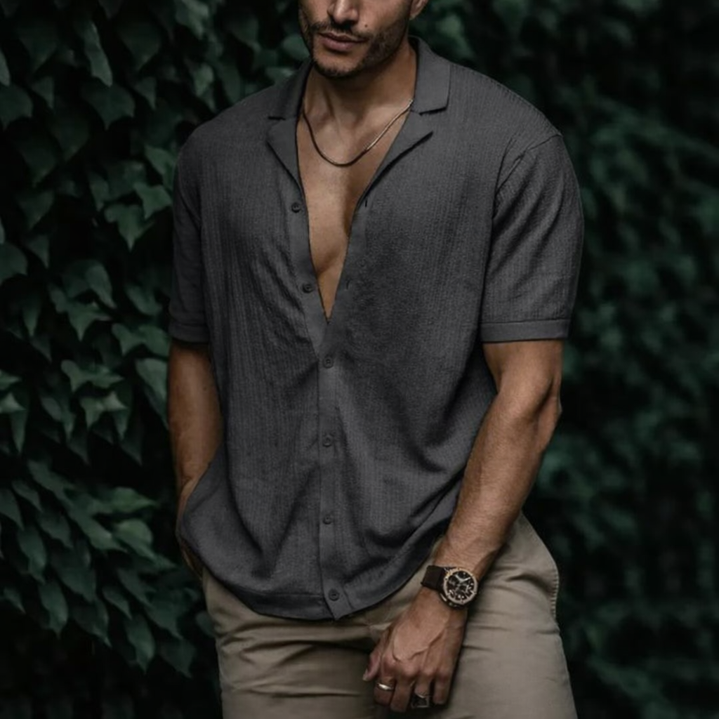 Men’s Casual Linen-Style Shirt