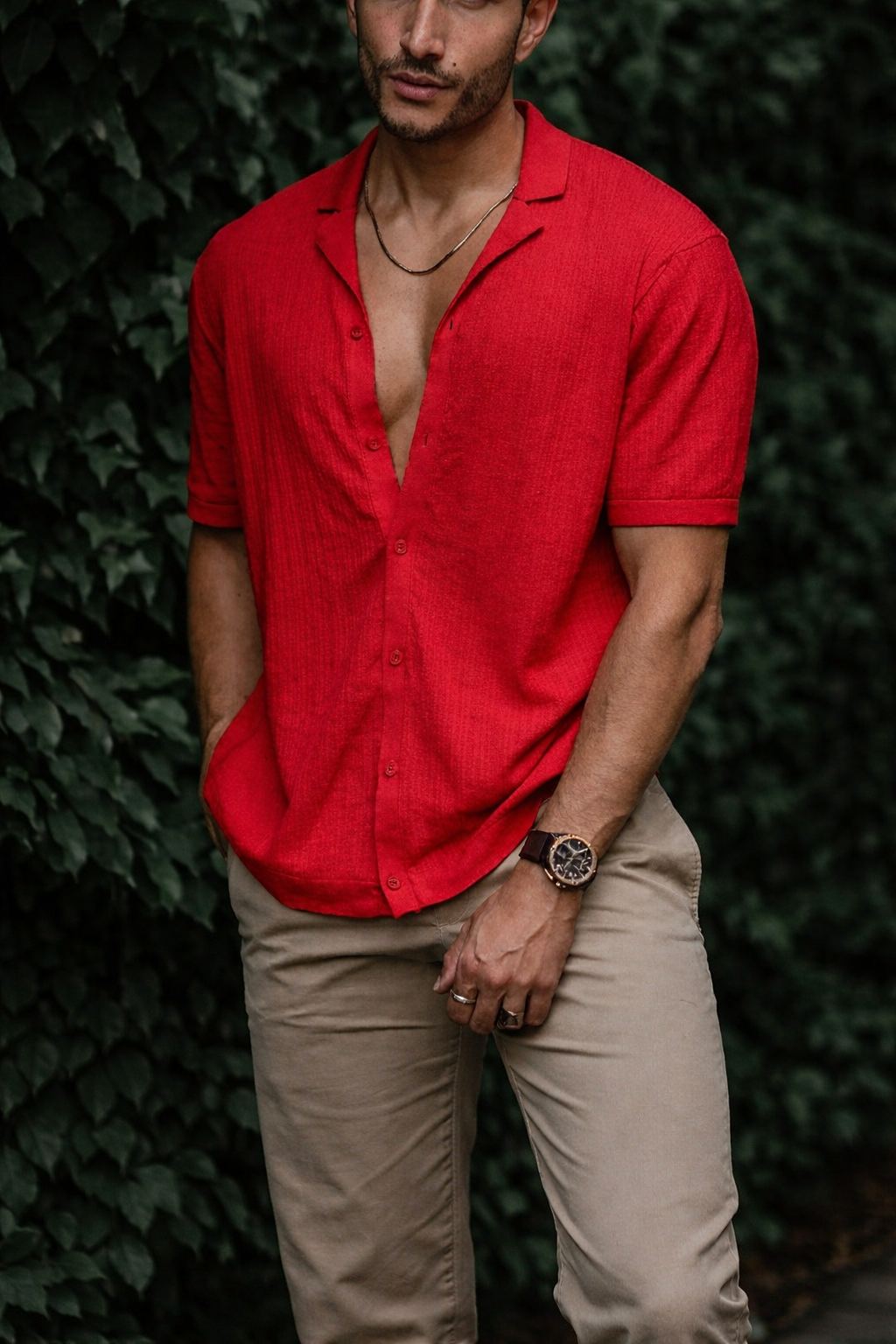 Men’s Casual Linen-Style Shirt