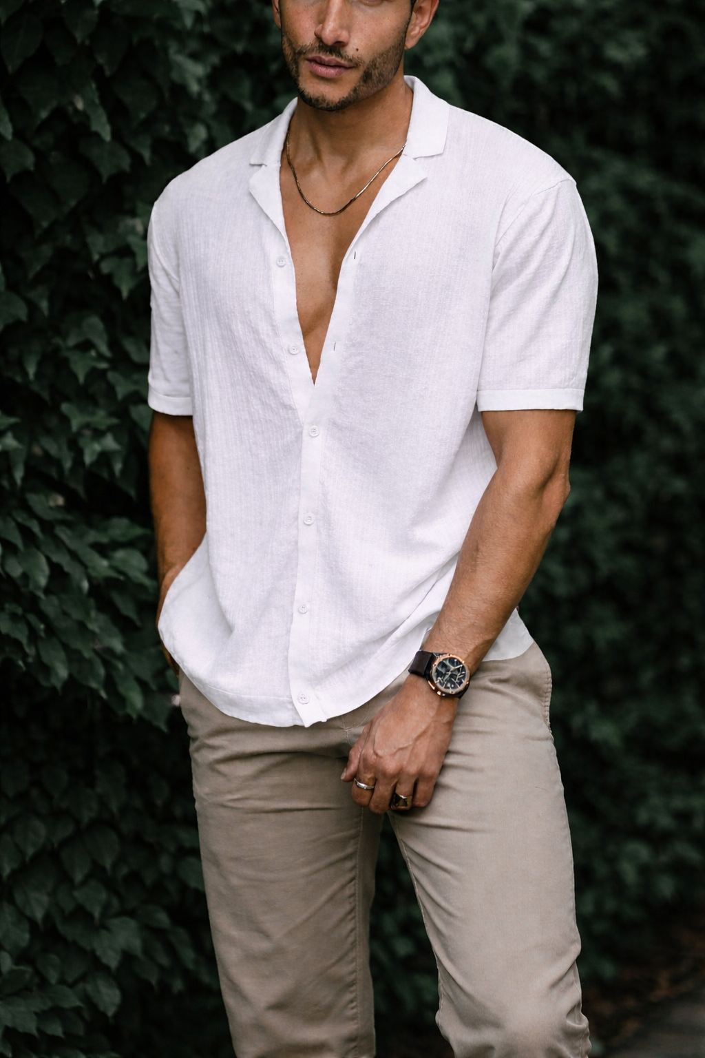 Men’s Casual Linen-Style Shirt
